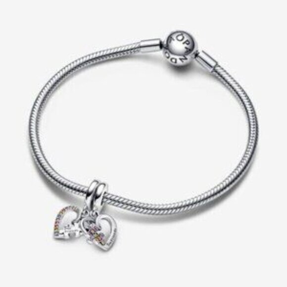 Pandora Puzzle Piece Hearts Splittable Friendship Dangle Charm - Picture 5 of 5